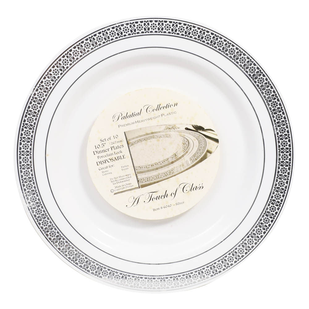 Platos Llanos Palatial Desechables de Plástico 10.5" de 10 Piezas