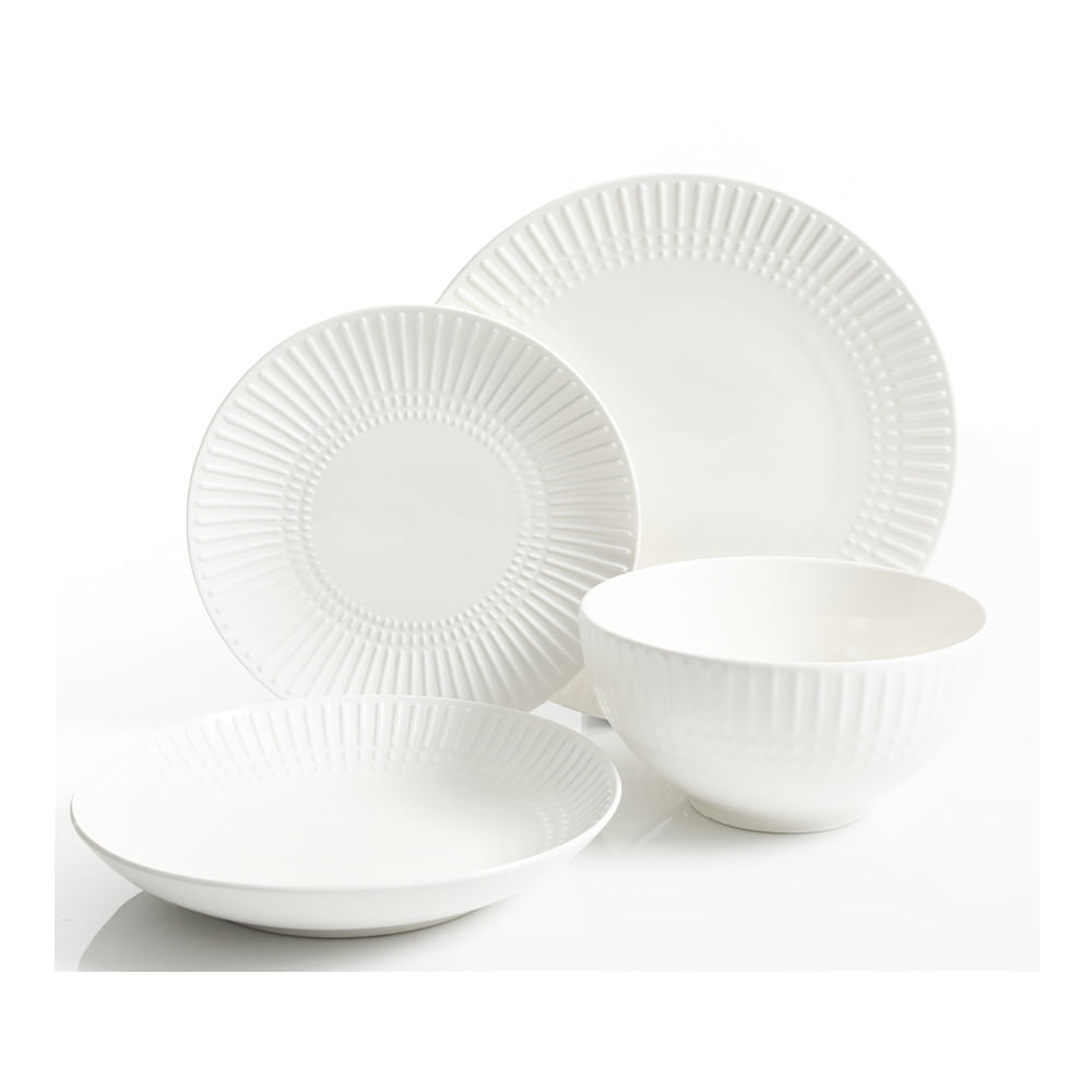 Juego de Vajilla Gibson de Cerámica Blanco 16 Piezas