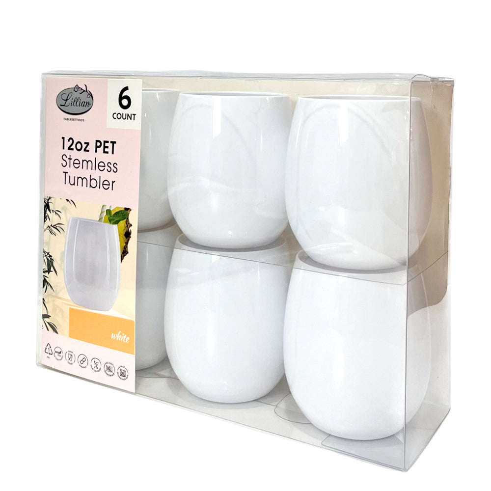 Vaso Plástico 12 Onzas Lillian 6 Piezas / Blanco