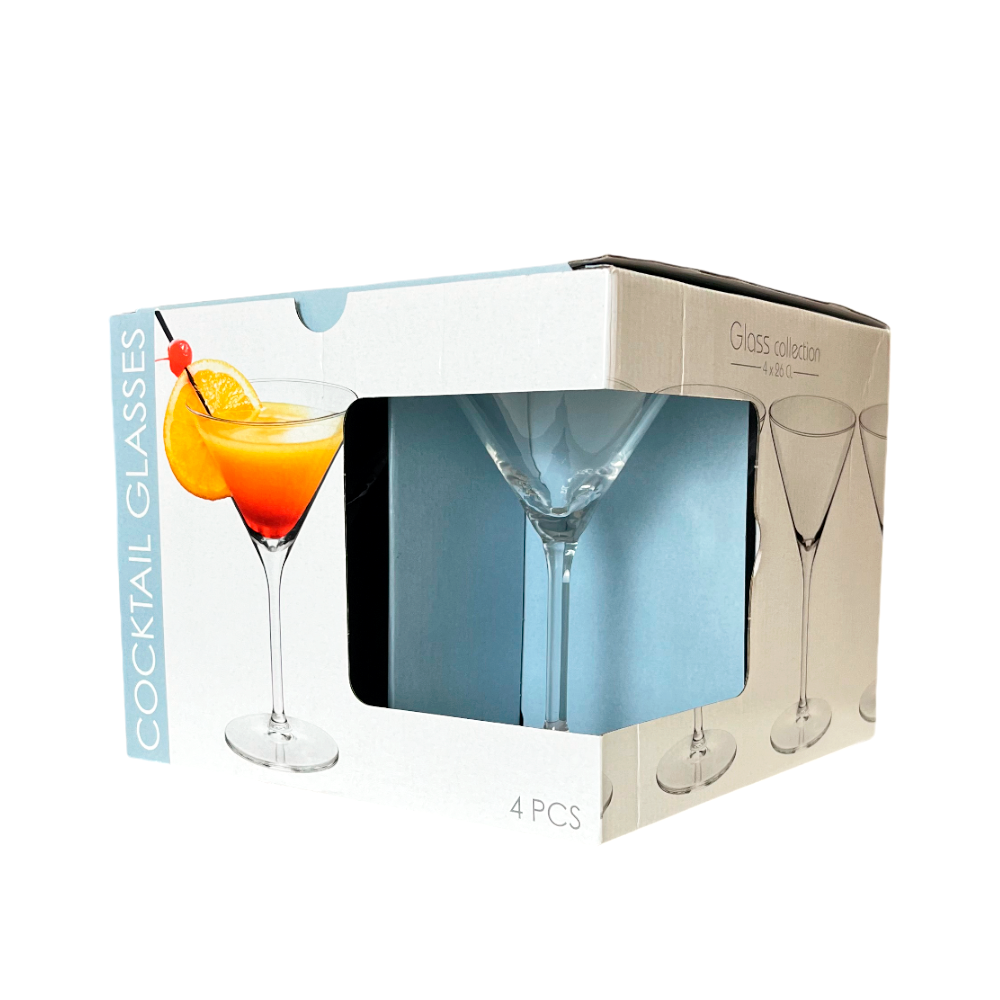 Set de Copas Martini Koopman de Vidrio / 4 Piezas / 8.7 Oz