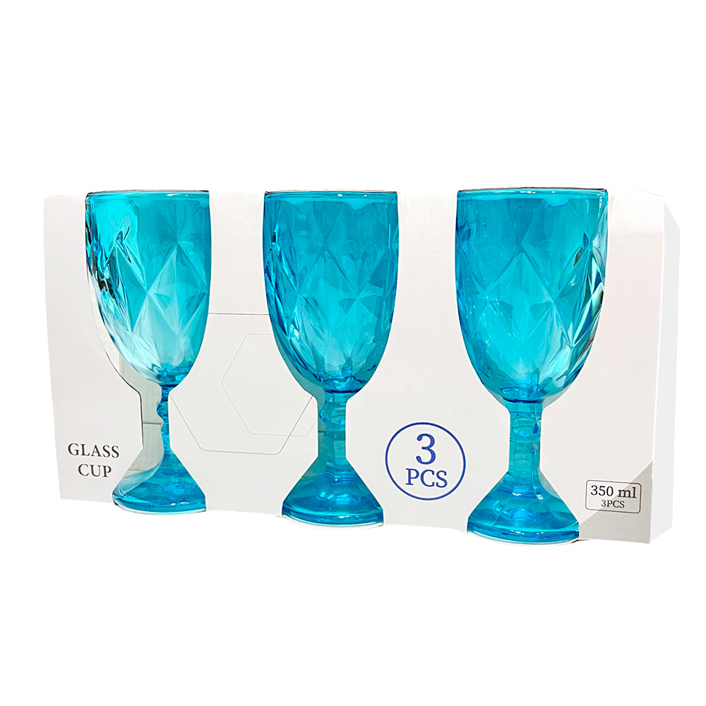 Set de Copas de Vidrio Azul Beneli Home / 3 Piezas / 350 ml