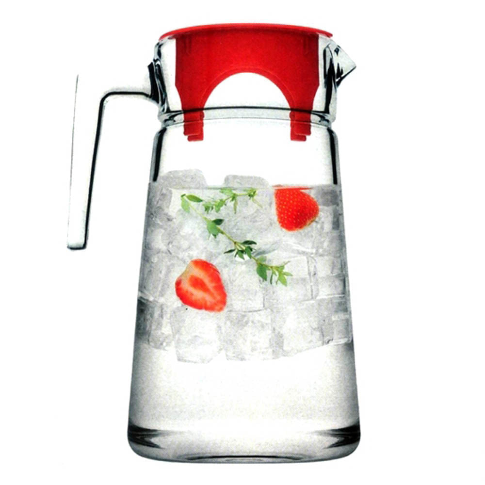 Jarra City Pasabahce de Vidrio con Tapa Roja 60 oz