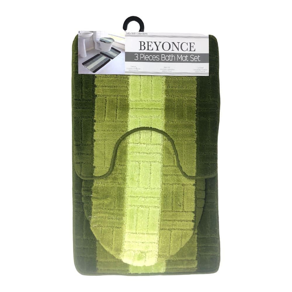 Alfombra Para Baño Sally Textile Beyonce 3 Piezas - Verde Oscuro
