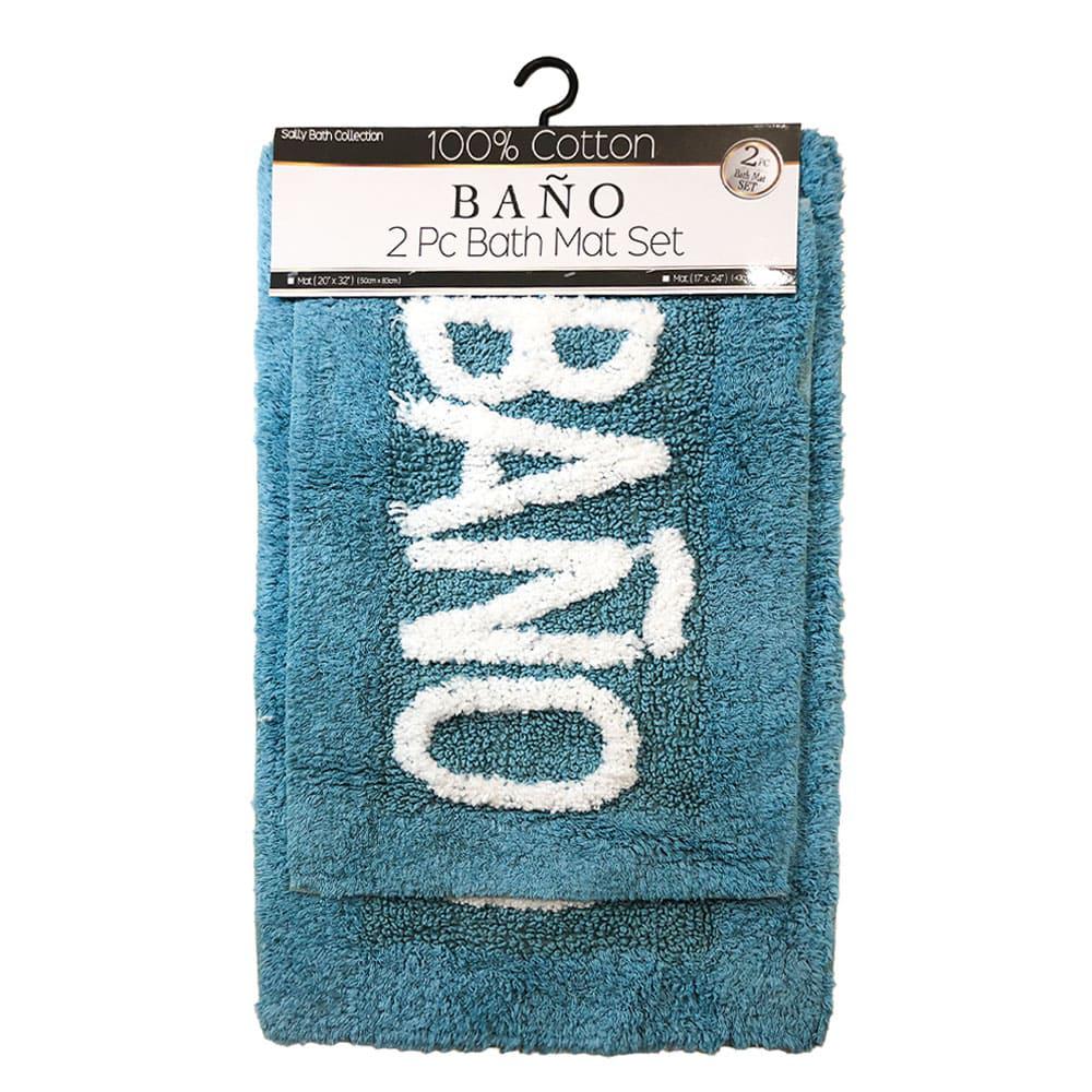 Alfombra Para Baño Sally Textile 2 Piezas - Azul Claro