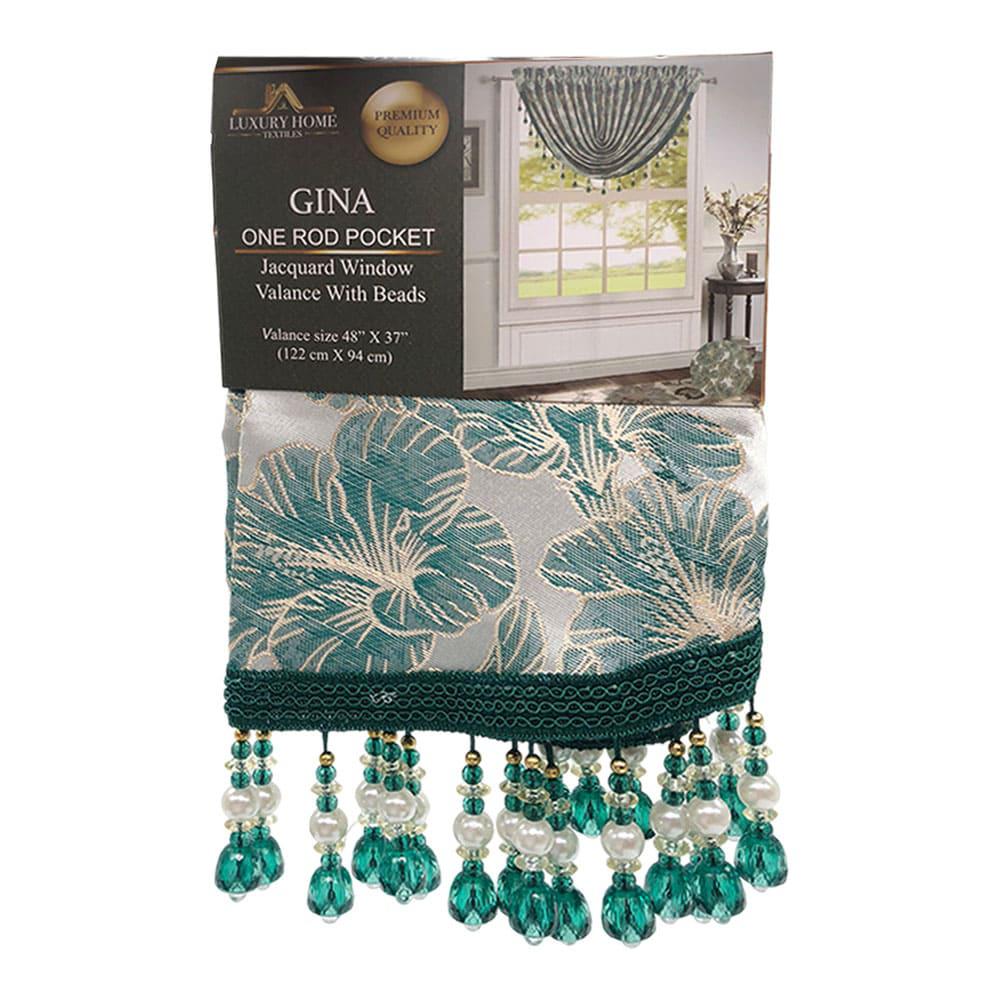 Cenefa Gina Luxury Con Rod Pocket 48" x 37" - Aguamarina Oscuro