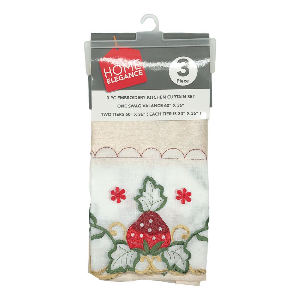 Cortina de Cocina Home Elegance Strawberry 3 Piezas - Surtido