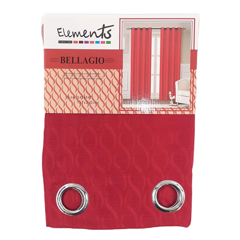 Cortina Elements Furniture Bellagio Con Aros de Metal 54" x 84" - Rojo