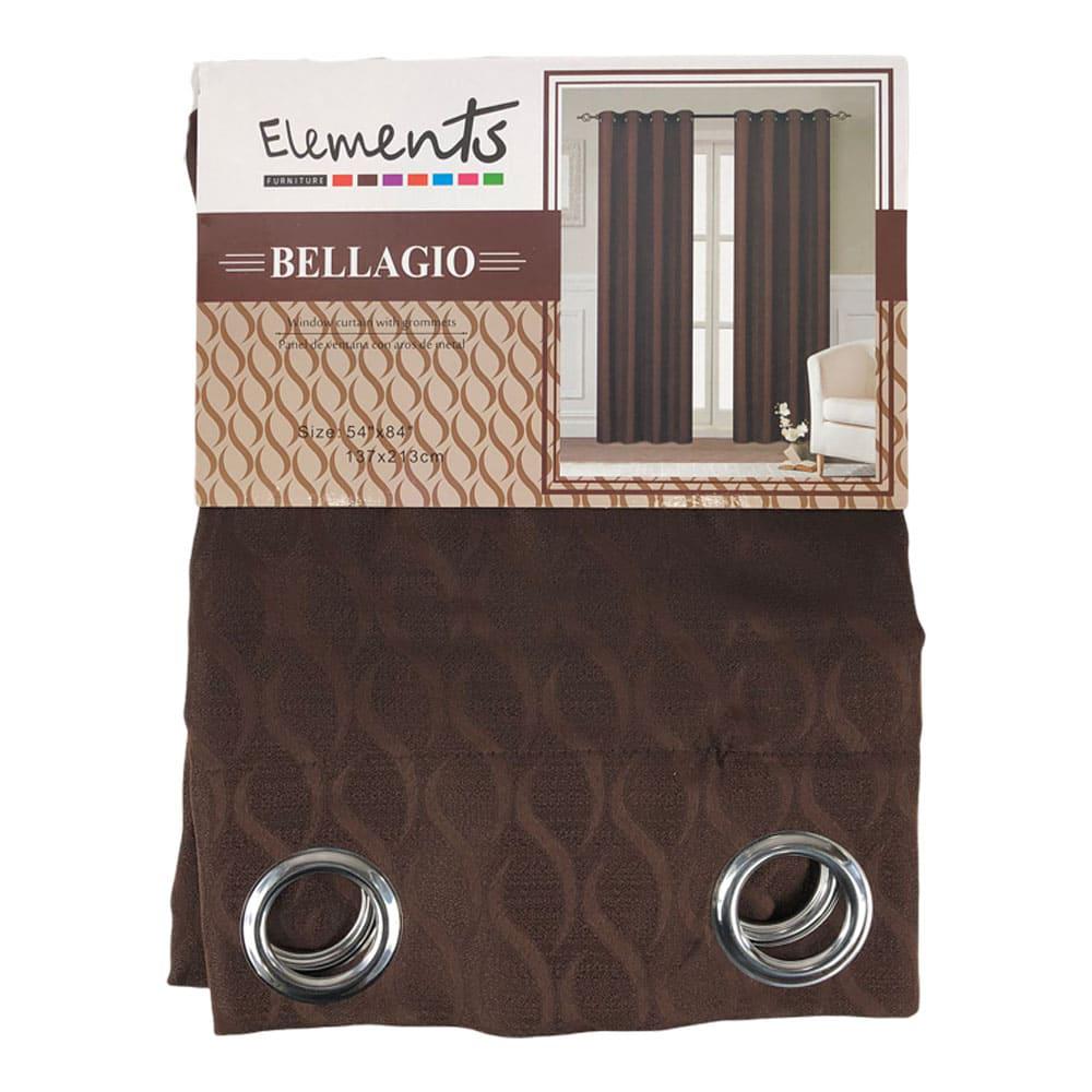 Cortina Elements Furniture Bellagio Con Aros de Metal 54" x 84" - Chocolate