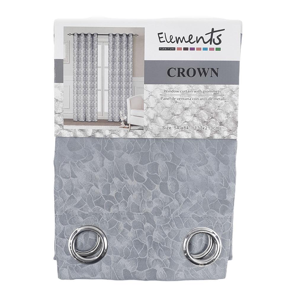 Cortina Elements Furniture Crown Con Aros de Metal 54" x 84" - Gris Claro