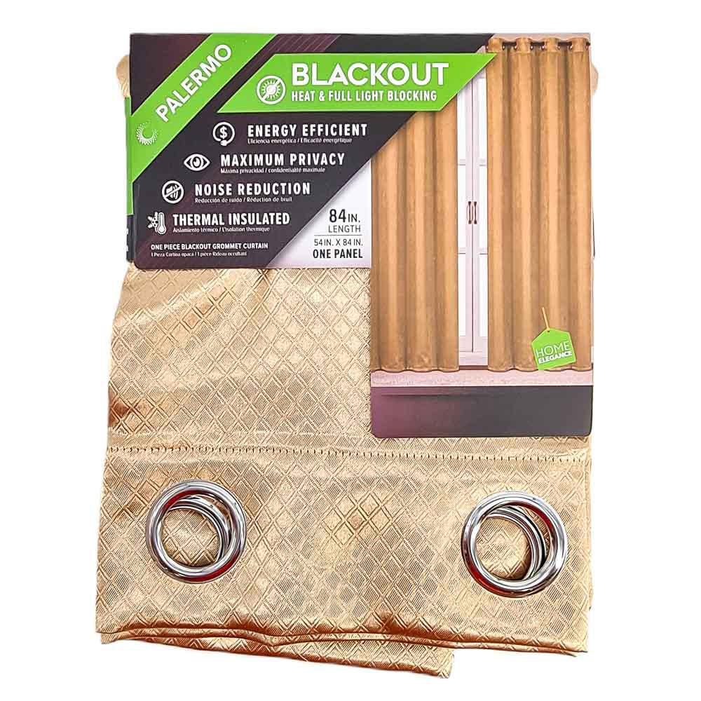 Cortina Palermo Home Elegance Con Aros 54'' x 84'' - Dorado