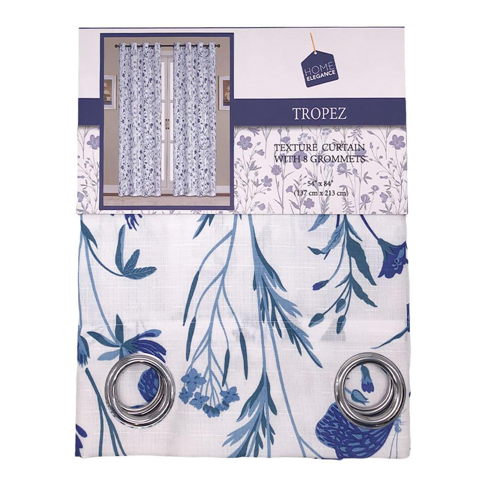 Cortina Home Elegance Tropez Con Aros de 54" x 84" - Azul
