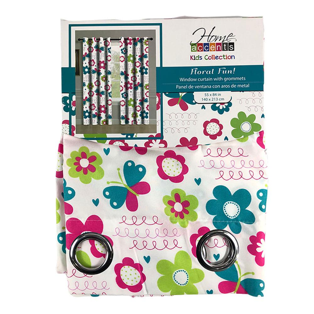 Cortina Floral Con Aros Home Accents 55'' x 84''