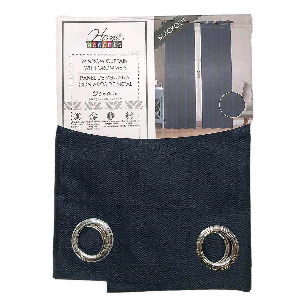 Cortina Home Accents Ocean Blackout Con Aros 54" x 90" - Azul Marino