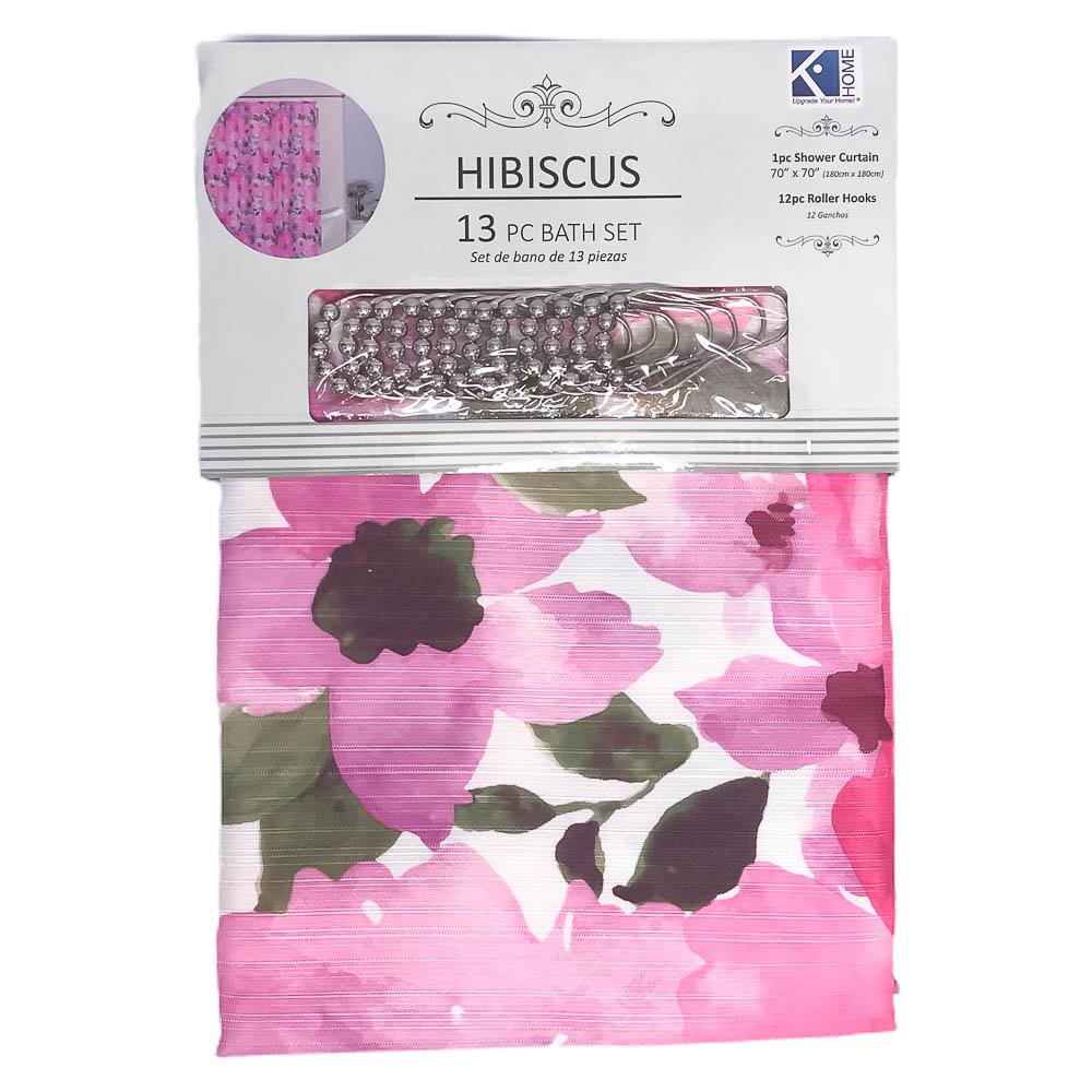 Cortina de Baño Kashi Home Hibiscus 13 Piezas 70" x 70"