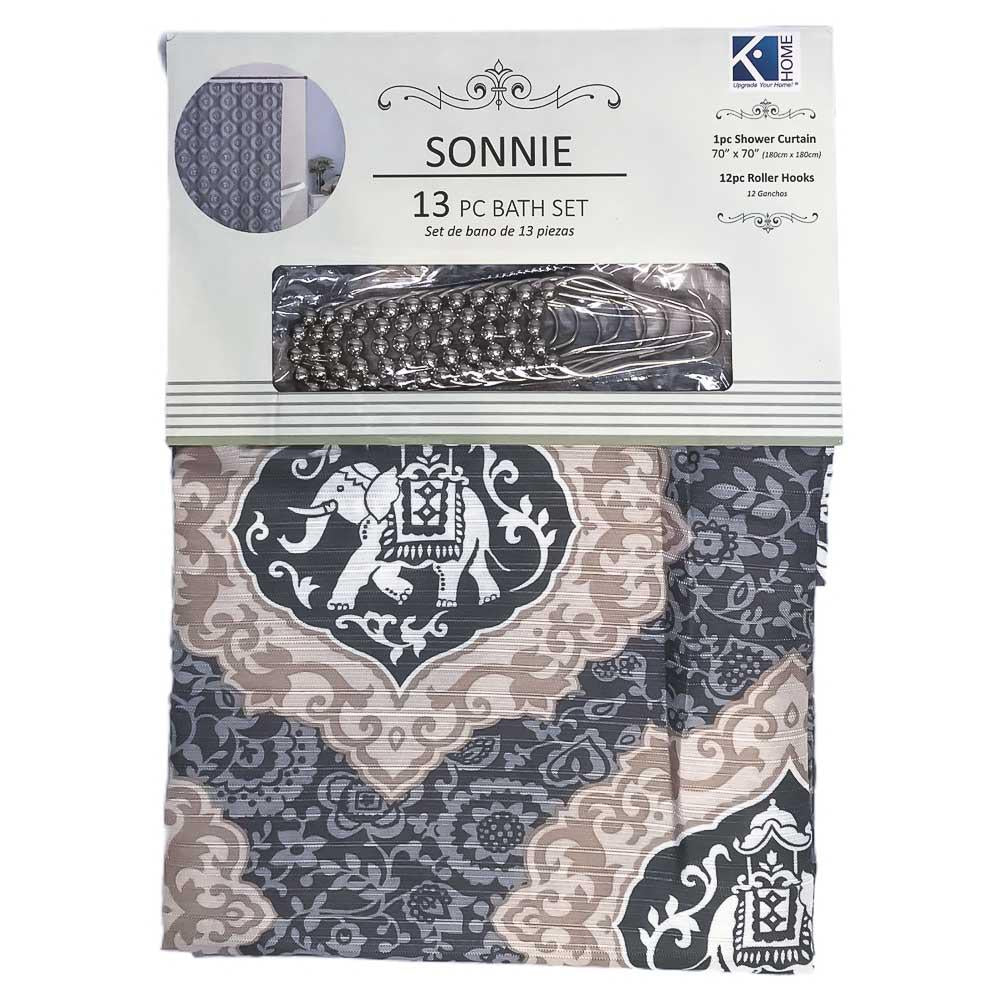 Cortina de Baño Kashi Home Sonnie 13 Piezas 70" x 70"