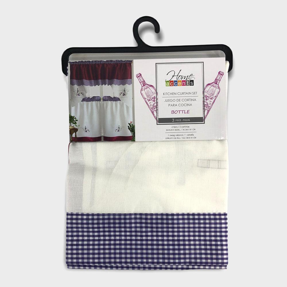 Cortina de Cocina Home Accents Bottle 3 Piezas