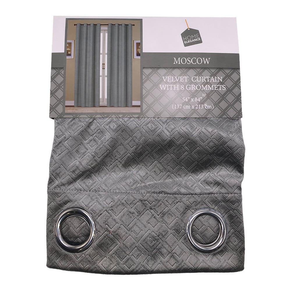 Cortina Home Elegance Moscow Con Aros 54" x 84" - Gris Claro