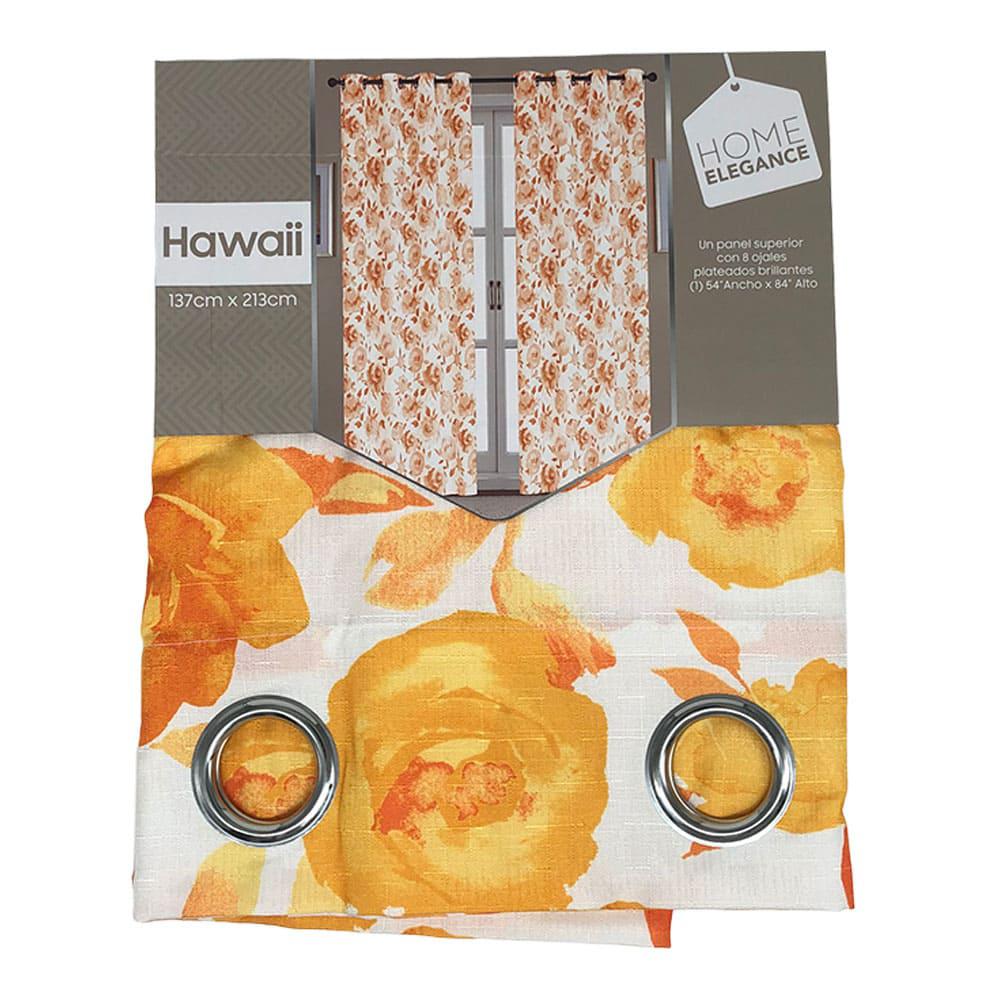 Cortina Home Elegance Hawaii Con Aros 54" x 84" - Naranja