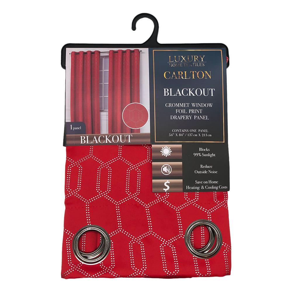 Cortina Luxury Home Carlton Blackout Con Aros de 54" x 84" - Rojo