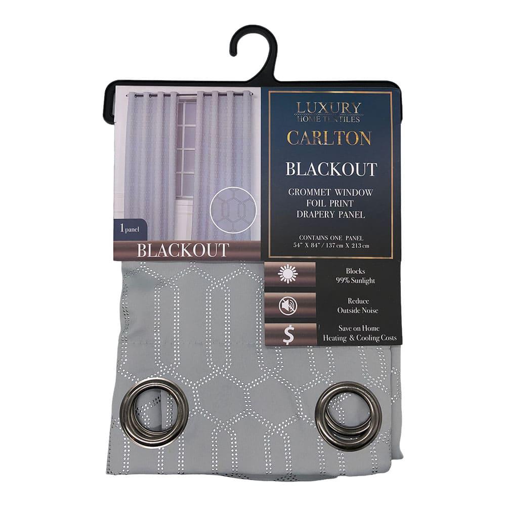 Cortina Luxury Home Carlton Blackout Con Aros de 54" x 84" - Gris Claro