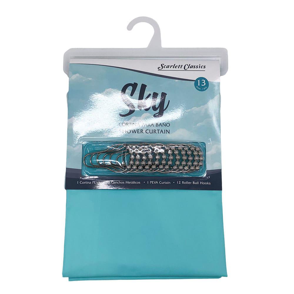 Cortina Para Baño Scarlett Classics Plástica Con Ganchos - Aguamarina Oscuro