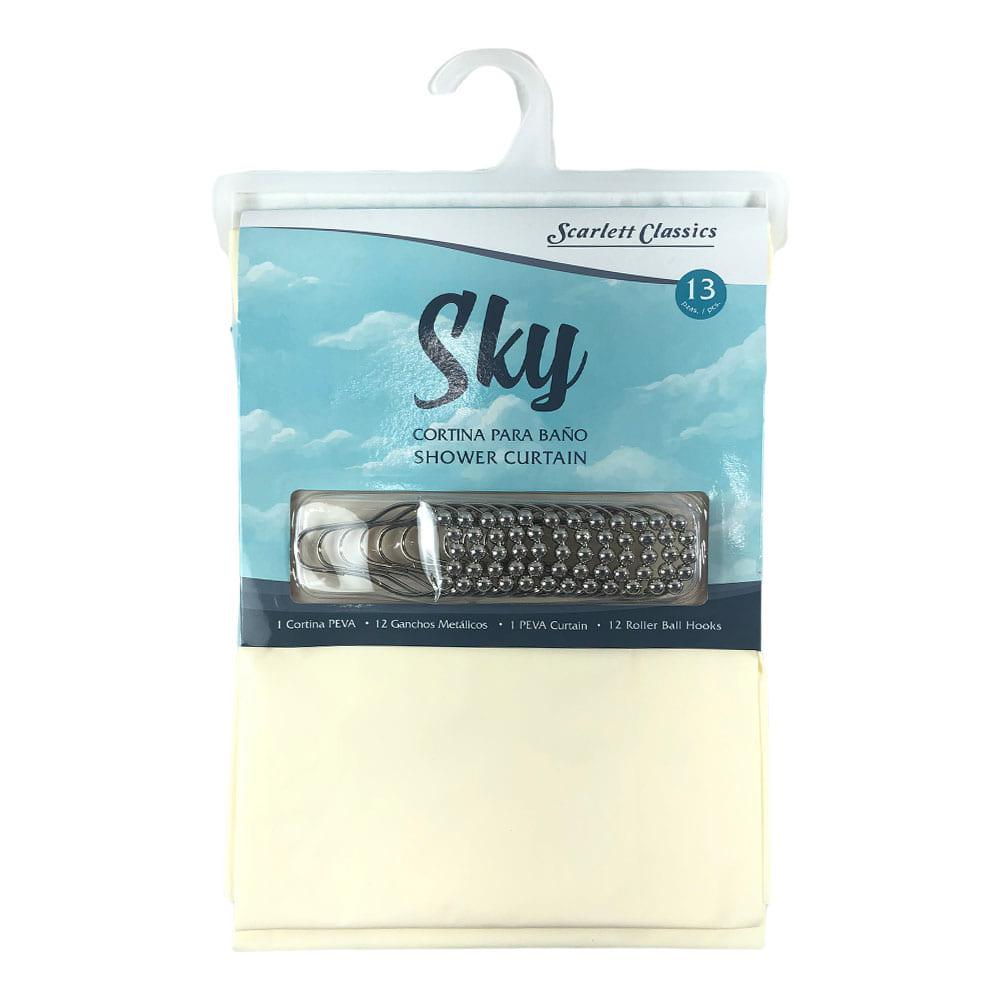 Cortina Para Baño Scarlett Classics Plástica Con Ganchos - Beige