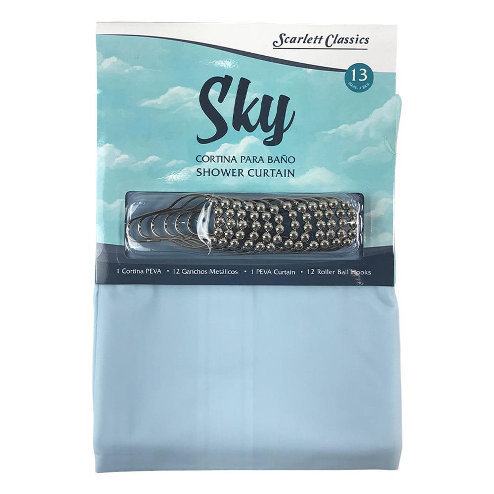 Cortina Para Baño Scarlett Classics Plástica Con Ganchos - Azul Claro