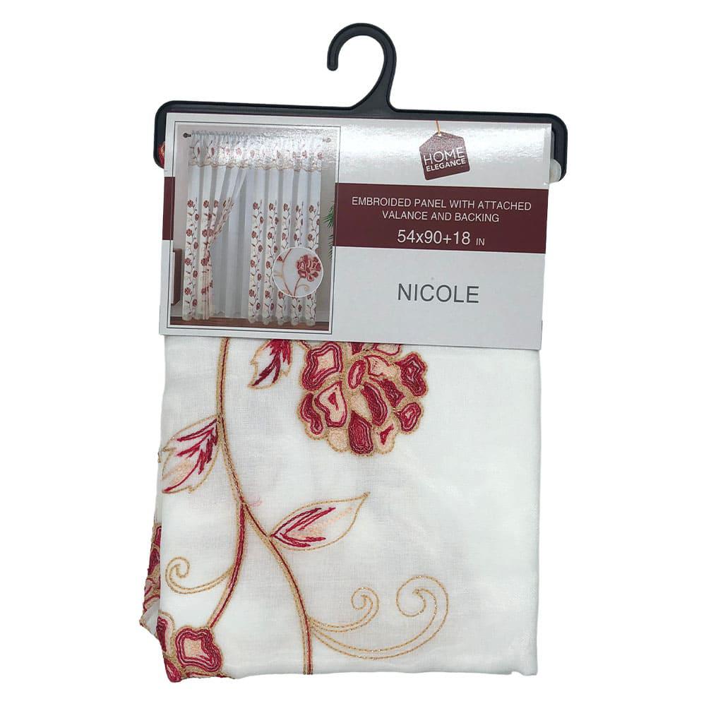 Cortina Nicole Home Elegance Con Cenefa 54" x 90" - Rojo