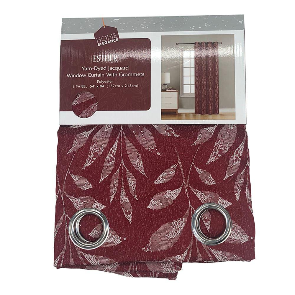 Cortina Esther Home Elegance Con Aros 54" x 84" - Rojo Oscuro