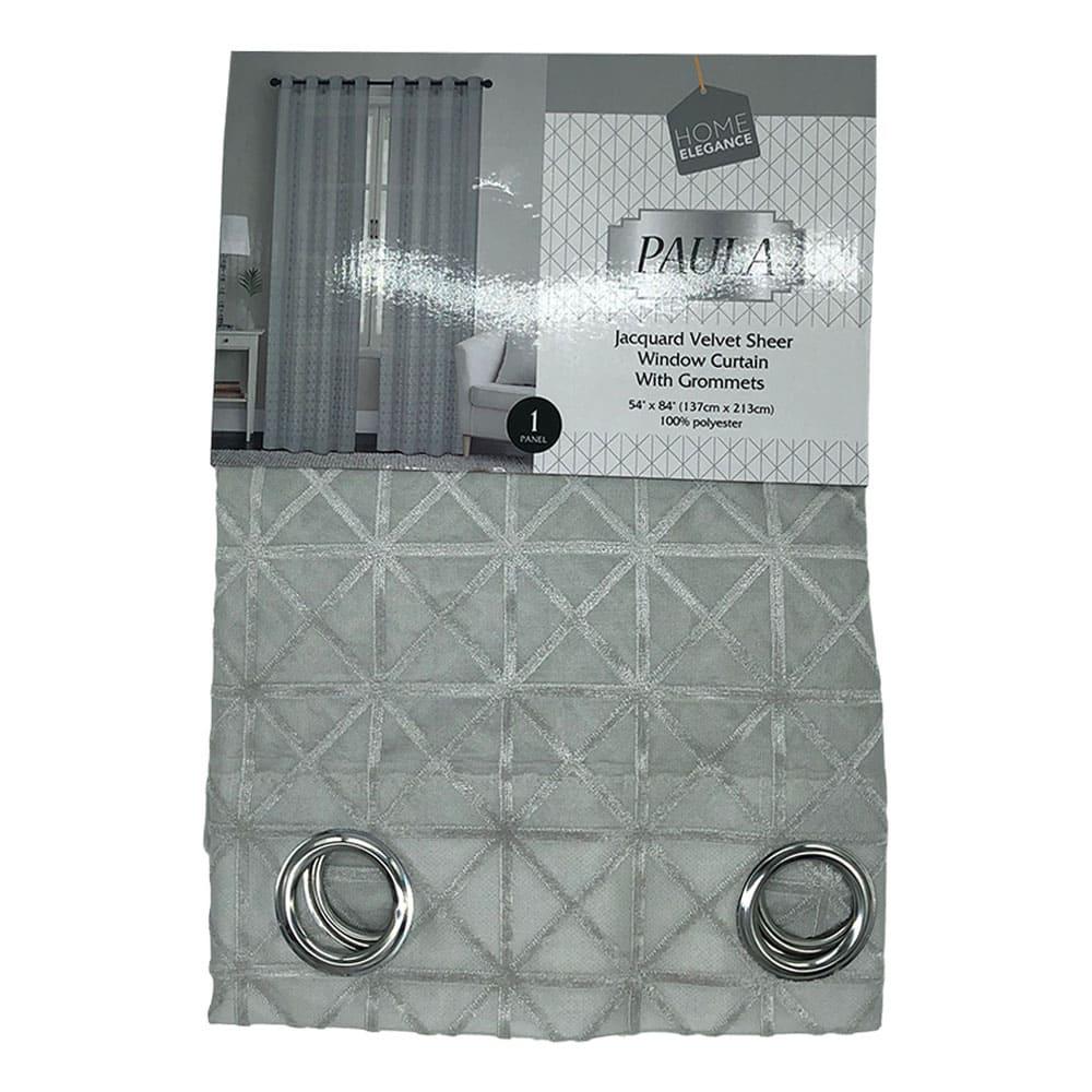 Cortina Paula Home Elegance Con Aros 54" x 84" - Gris Claro