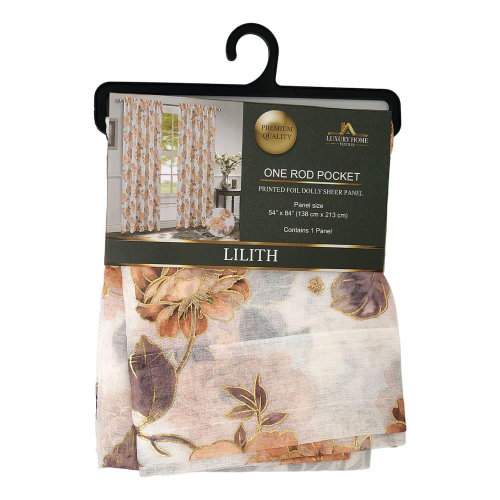 Cortina Lilith Luxury Con Rod Pocket Pocket 54" x 84" - Naranja Claro