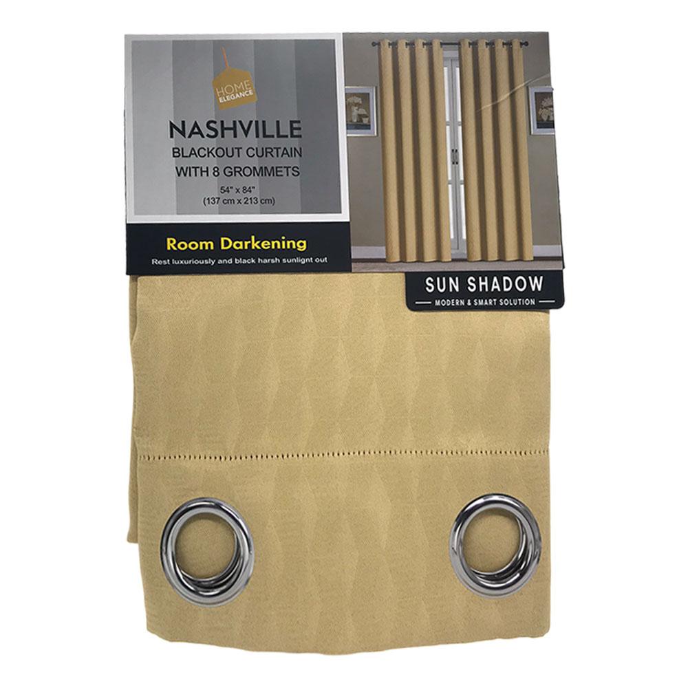 Cortina Nashville Home Elegance Blackout 54"X84" Con Aros - Amarillo