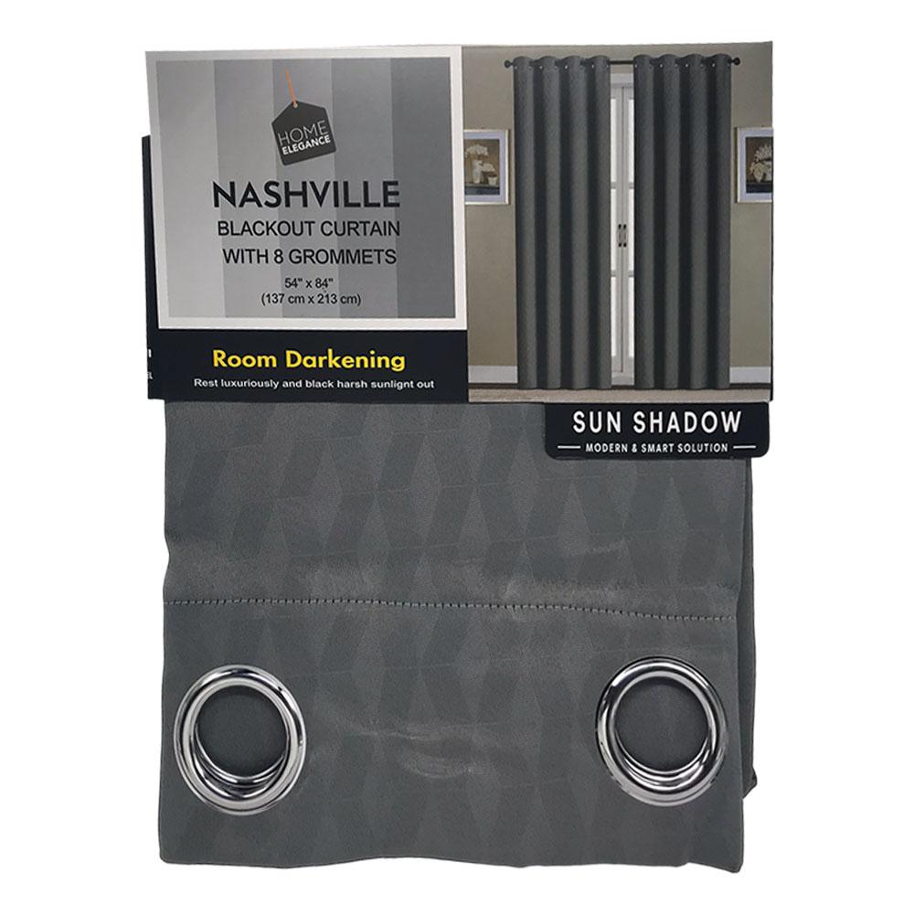 Cortina Nashville Home Elegance Blackout 54"X84" Con Aros - Gris Oscuro