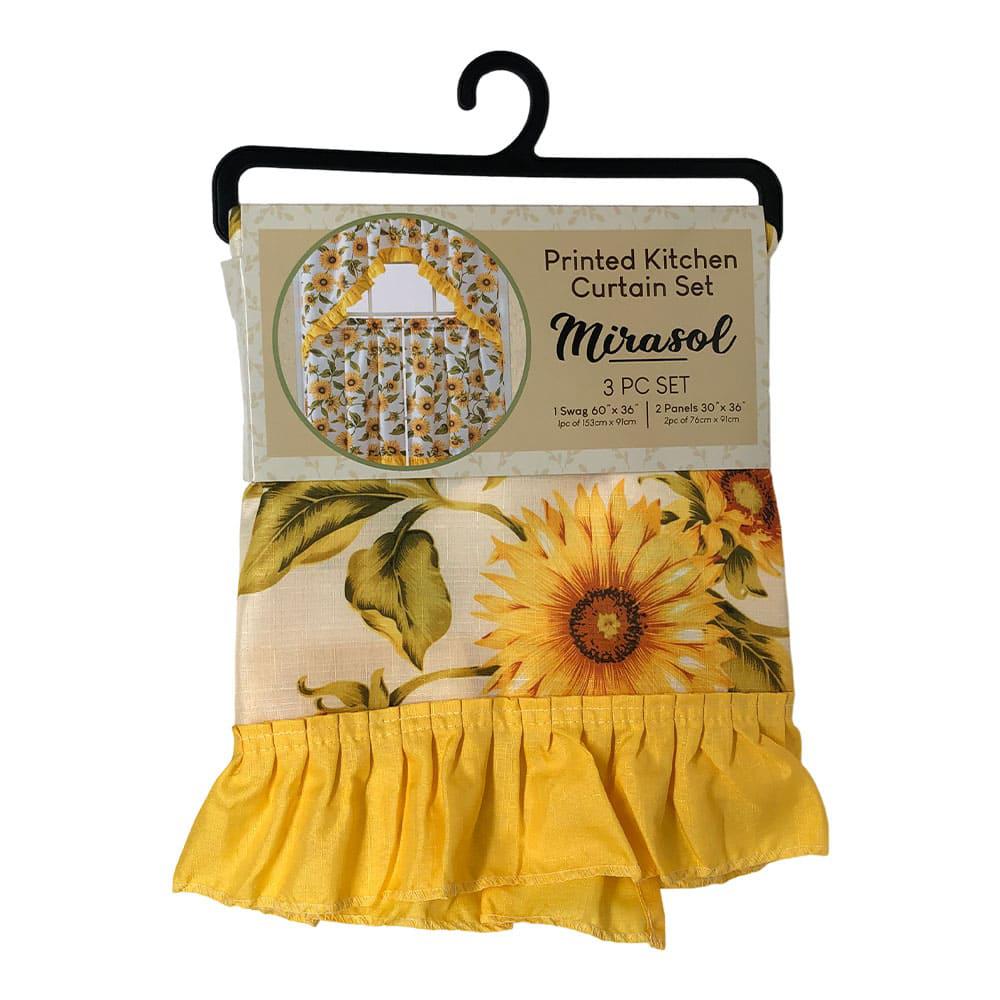 Cortina Para Cocina Kashi Home Mirasol Estampada 3 Piezas