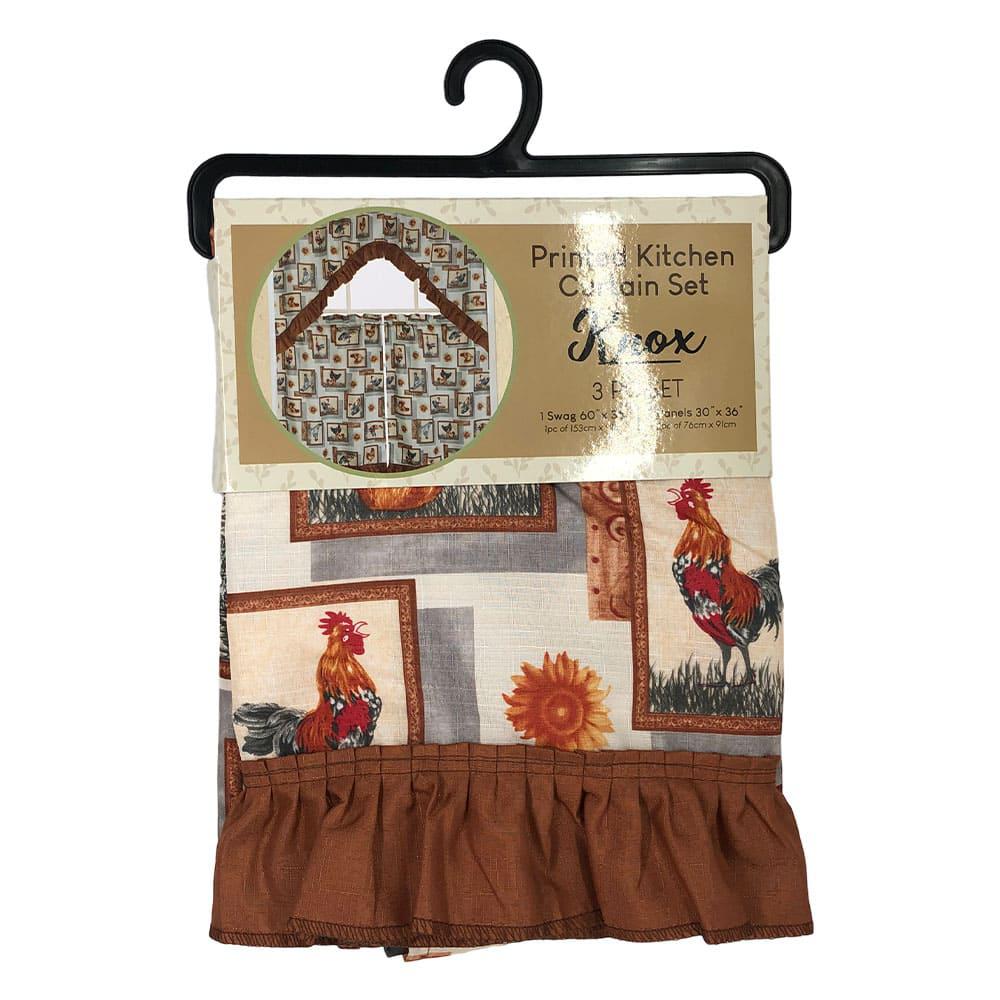 Cortina Para Cocina Kashi Home Knox Estampada 3 Piezas