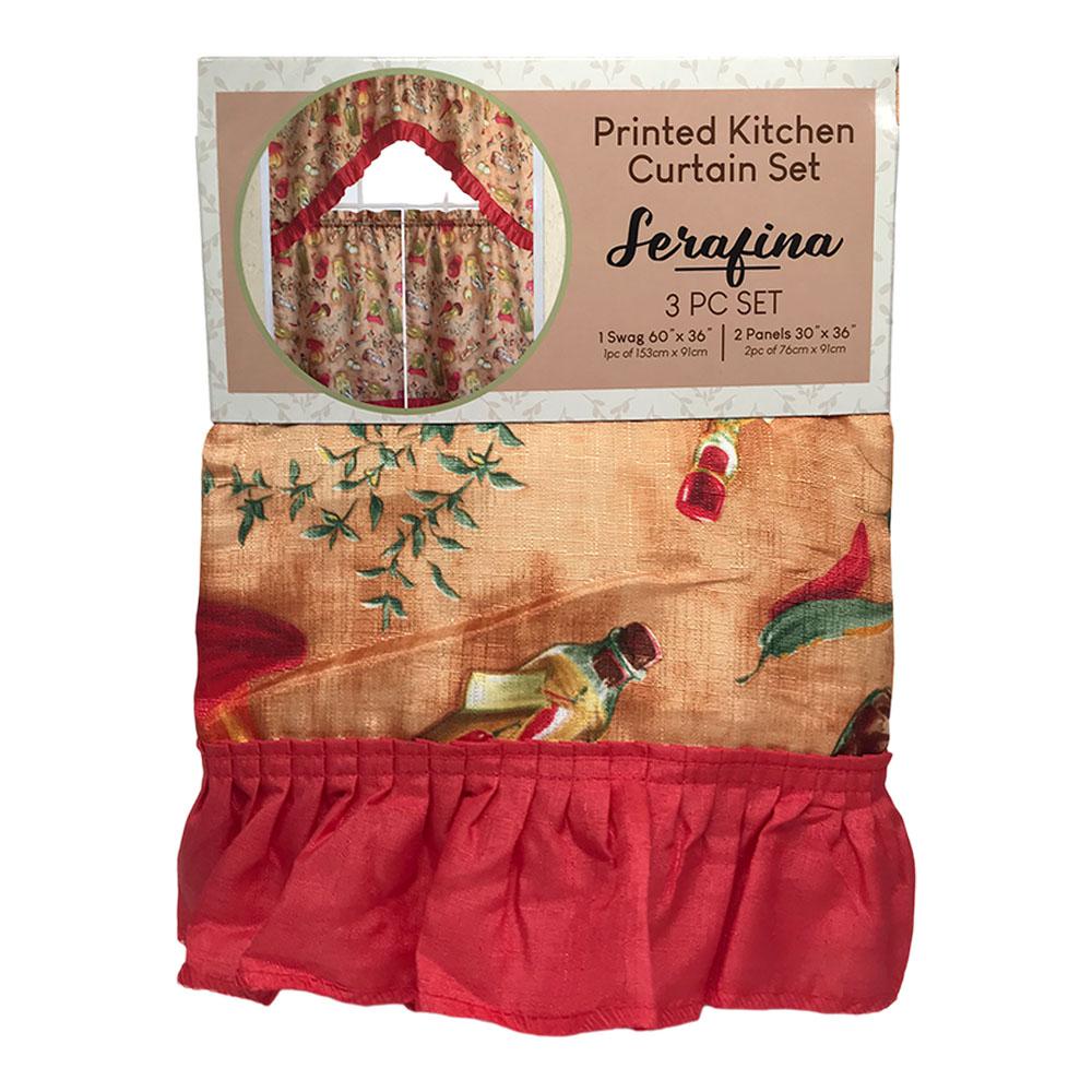 Cortina Para Cocina Kashi Home Serafina Estampado 3 Piezas