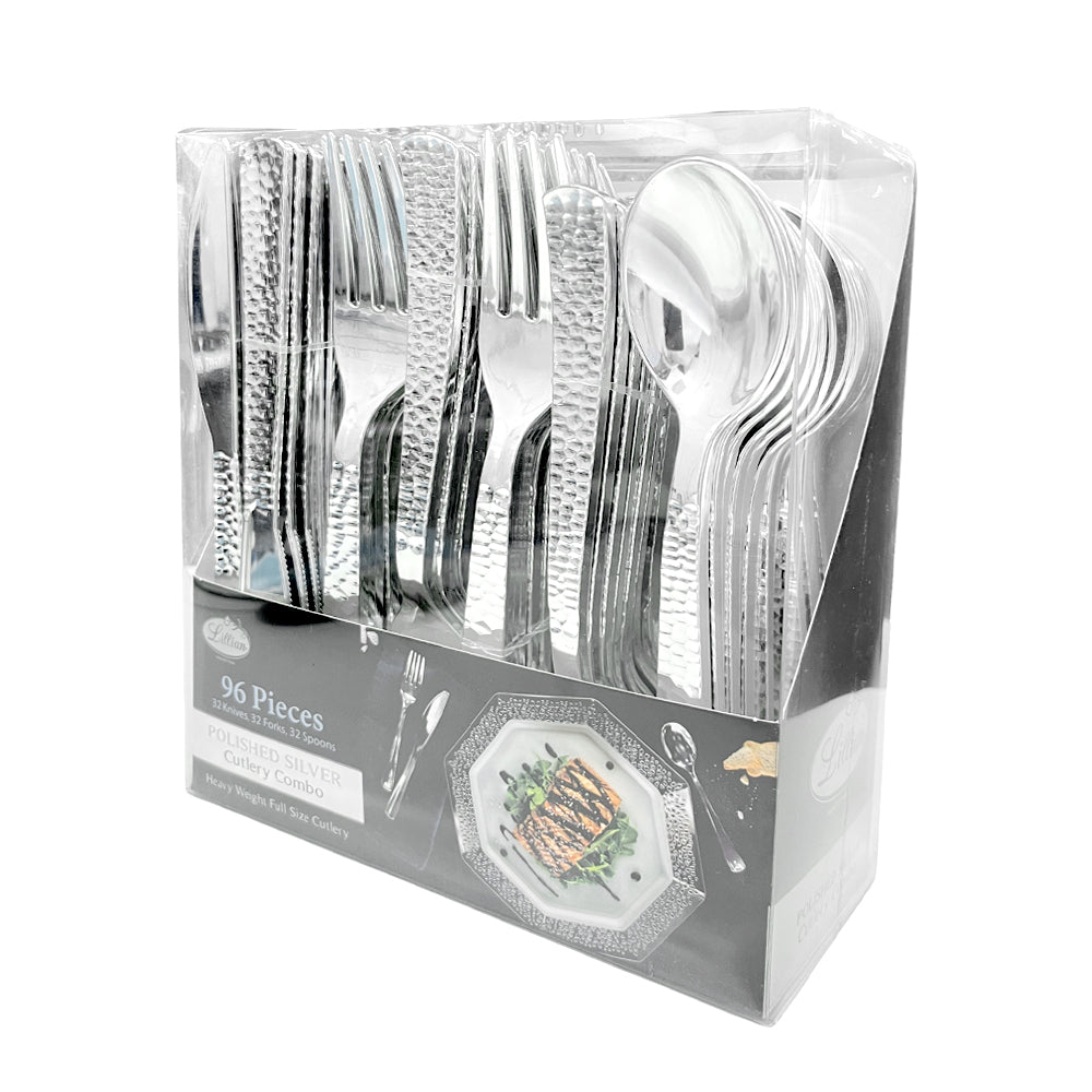 Cubiertos Desechables Lillian – 160 Piezas / Silver