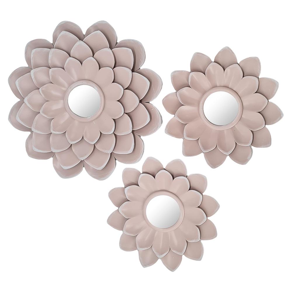 Espejo Decorativo Floral Redondo Elico 3 Piezas - Surtido