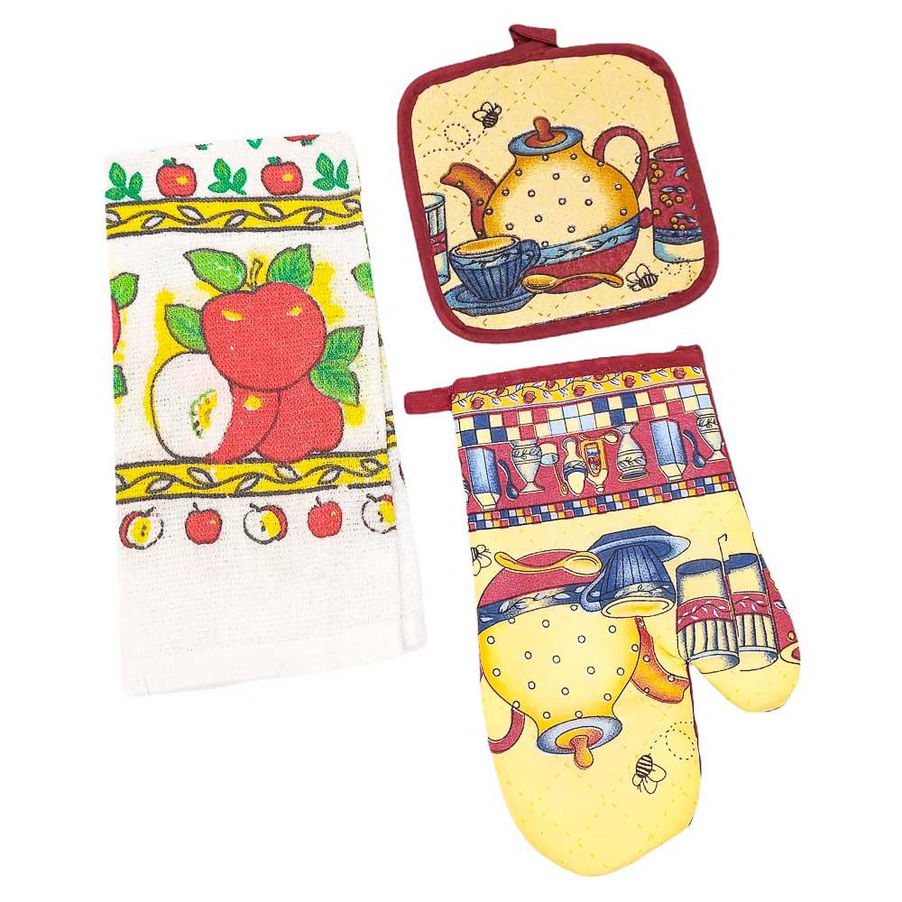 Guante Agarrador y Toalla de Cocina Home Elegance Set de 3 Piezas - Surtido