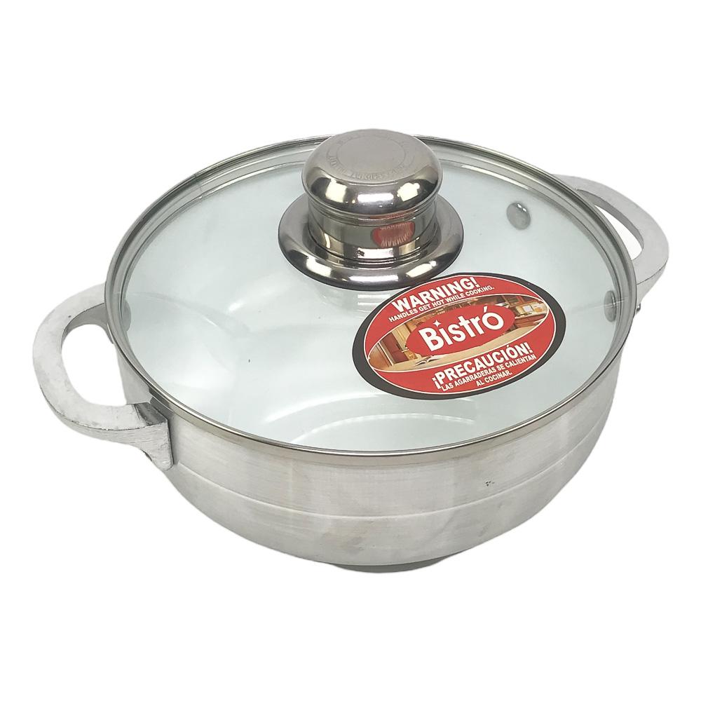Caldero de Aluminio Bistro Con Tapa de Vidrio 20 cm
