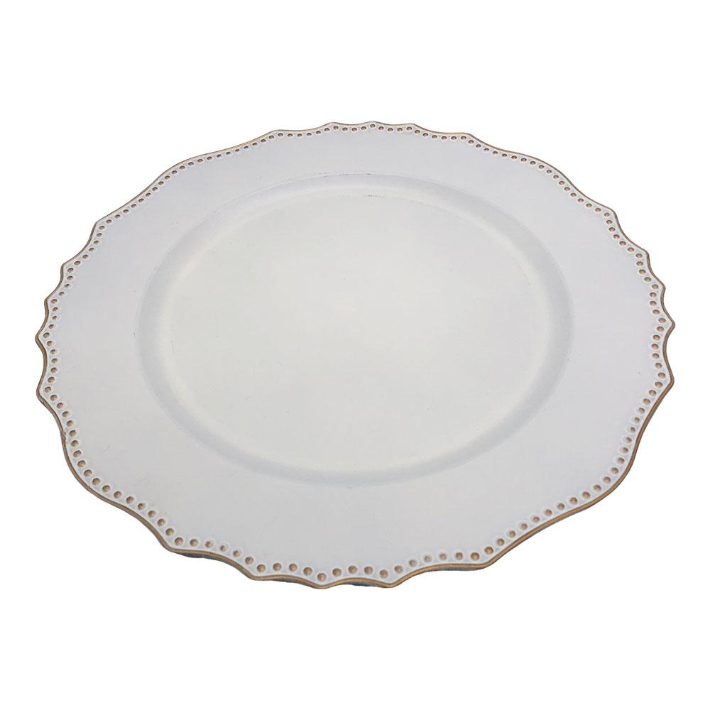 Plato Decorativo Decoré Plástico de 32.5 cm x 1.7 cm Blanco/Dorado