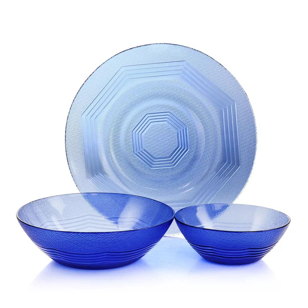 Vajilla de Vidrio Gibson Blue Clear 12 Piezas