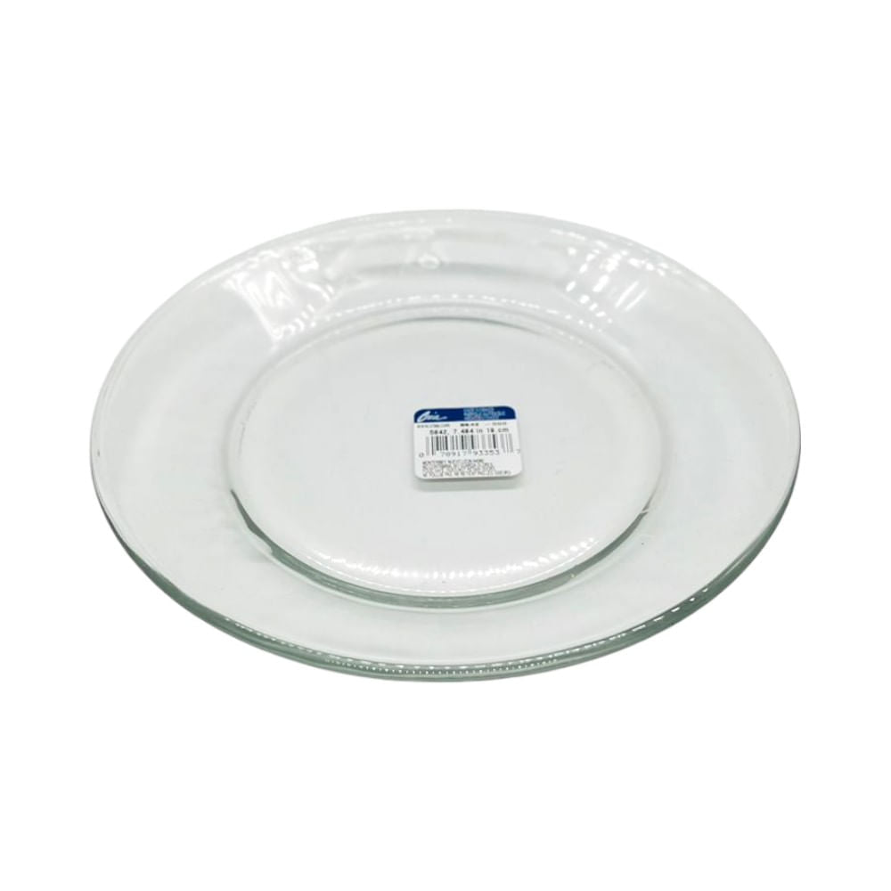 Plato Crisa Llano de Vidrio Para Postre 7.5"