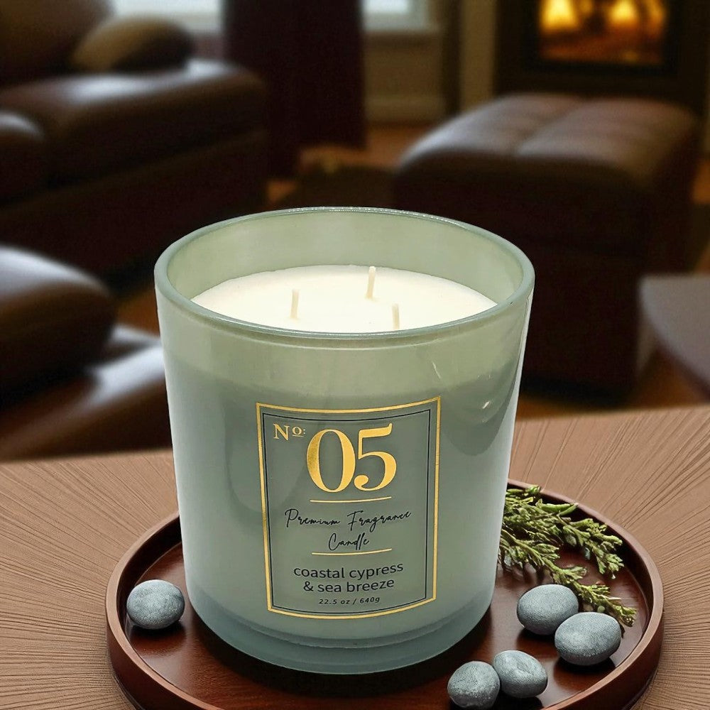 Vela Aromática Max Wholesales Ciprés Costero y Brisa Marina 22.5 oz