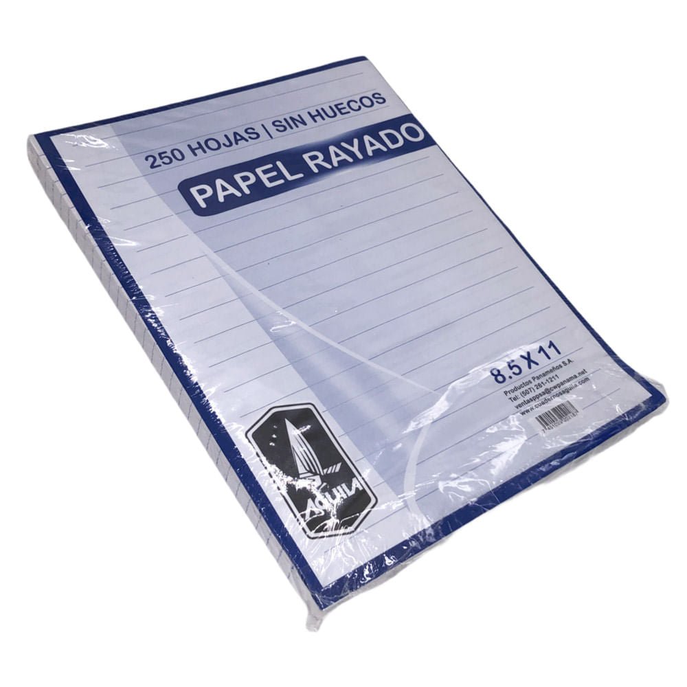 Hojas de Rayas Sin Huecos aguila de 250 Hojas 8.5" x 11"