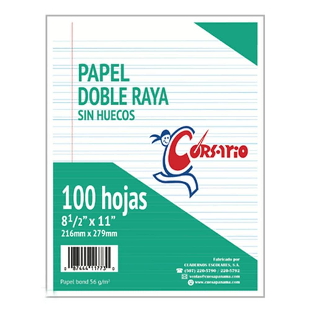 Hojas Doble Raya Corsario 100 Hojas 8.5" x 11"