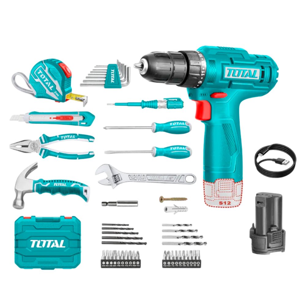 Juego De Herramientas Total De 89 Piezas Con Taladro Inalámbrico 12V - Total - Titan.com.pa - 6976057333252