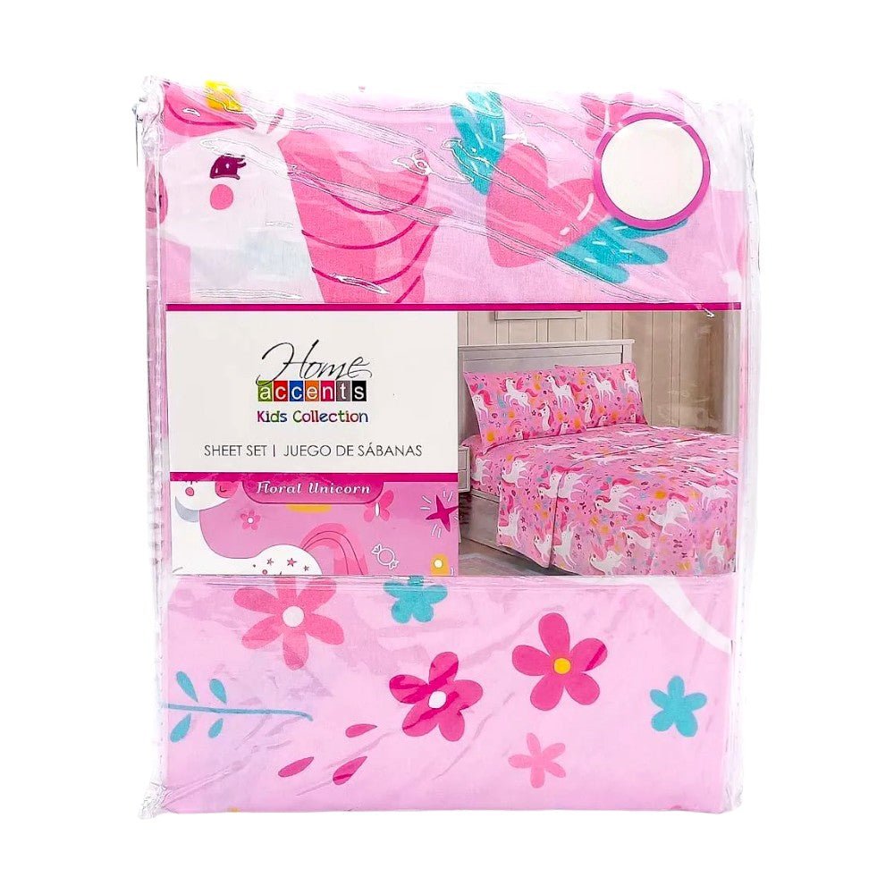 Juego de Sábana Infantil 4 Piezas Home Accents Floral Unicornio - Full - Home Accents - Titan.com.pa - 7453107346770
