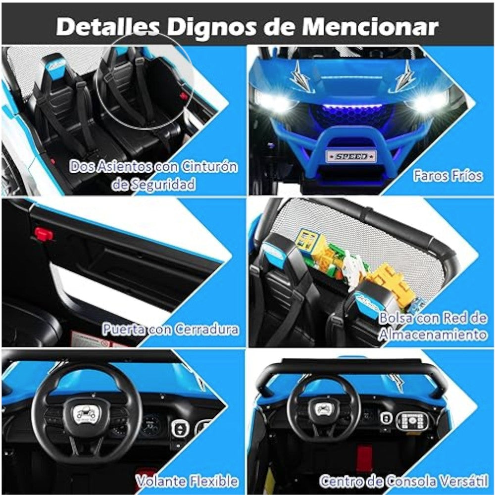 Carro Recargable UTV W/RC Azul 24V