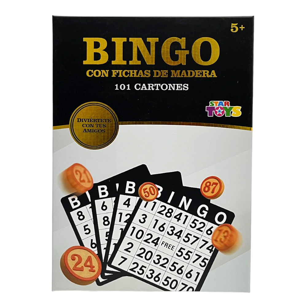 Bingo Con Fichas De Maderas 101 Cartones Lujo Star Toys